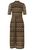Ana Alcazar Sumia Green/Bordeaux Short Sleeve & Belt Midi Dress
