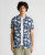 REMUS UOMO Tapered Fit Blue Floral Print Cotton Shirt