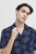 Casual Friday Aaron Navy Leaf Print Towelling Shirt