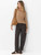 Brax Peggy Dark Brown Striped Barrel Fit Chino Trousers