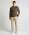Remus Uomo Brown Long Sleeve Cotton Knit Polo