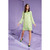 More & More Green/Sand Graphical Waves Satin Dress