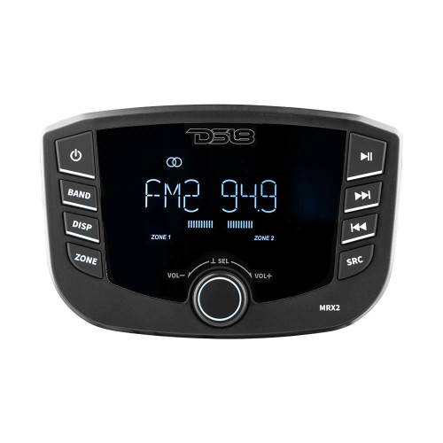 DS18 HYDRO MARINE AM/FM & NOAA RECEIVER WITH LCD SCREEN, 2 ZONES INDEPENDENT VOLUME CONTROL, 4V RCA OUT PUTS, RDS, BLUETOOTH 5.0, 40W X 4, LOW VOLTAGE ALERT, USB, AUX INPUT, OPTIONAL WIRED REMOTE CAPABLE