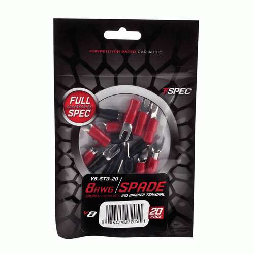 SPADE TERMINAL 20 PACK 10 RED 10 BLACK