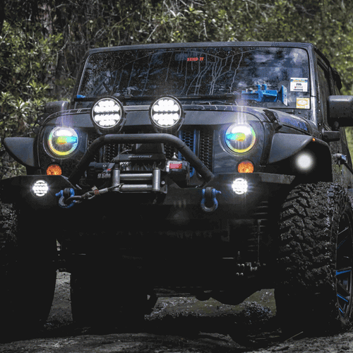 HEISE 7" Premium Chasing LED Headlights - Fits select Jeeps® 7" Premium chasing LED sealed headlights49 watts each Lumen 3000lm (high beam), 1900lm (low beam) Color temperature: 6500K