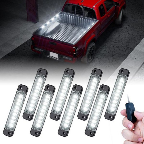 RACESPORT WHITE 72-LED Super-Bright 8-Pod LED Bed Rail Lighting Complete System