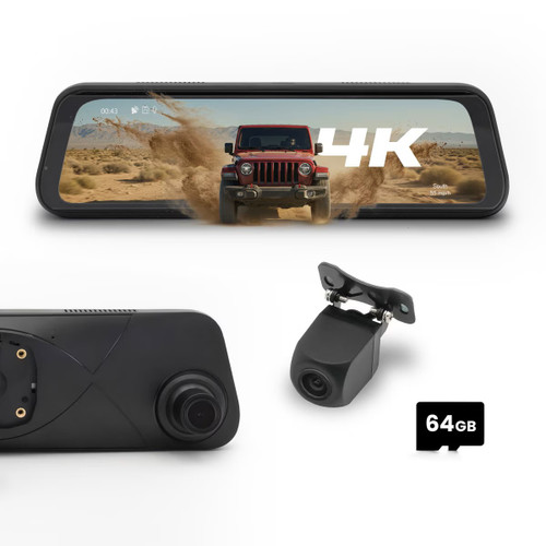 STINGER 4K RearView DVR Monitor Mirror Camera | Front & Rear Dash/Backup Camera Kit