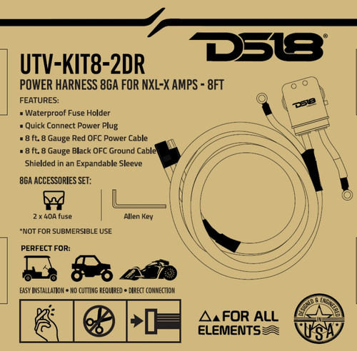 DS18 8-GA | Water Resistant Fuse Holder | 8 Ft of Power and Ground Wires | 2 Door UTV