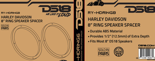 DS18 RY-HDRING 8" Speaker 1/2" Spacer Rings for Harley Davidson - Pair - ABS - BLACK DS18 RY-HDRING 8" Speaker 1/2" Spacer Rings for Harley Davidson - Pair - ABS - BLACK