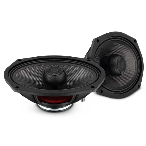 NVY 6X9" 2 Way Coaxial Loudspeaker with Water Resistant Carbon Fiber Cone, 1" Bullet Tweeter and Neodymium Magnet 300 Watts RMS @ 4 OHM - Pair - IP65 - Black