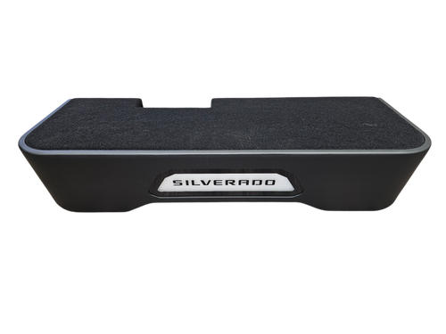 BASS-MAXX LEVEL 4 PRO SERIES GMC / CHEVROLET TRUCK 2019-2024 UP CREW CAB - ROUNDED CORNERS, VINYL WRAPPED WITH DURABLE CARPET TOP AND BOTTOM, ACRYLIC HINTERS, CHASING LED LIGHTING BUILT IN - VENTED - BLACK VINYL (SILVERADO)