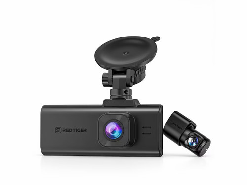 REDTIGER 4K Dash Cam Front and Inside Rear, Touch Screen 3.18 Inch, Voice Control, 5.8GHz WiFi Car Dash Camera with 128GB Card, GPS, UHD 2160P Night Vision, WDR, Emergency Lock, Parking Monitor*, suction cup