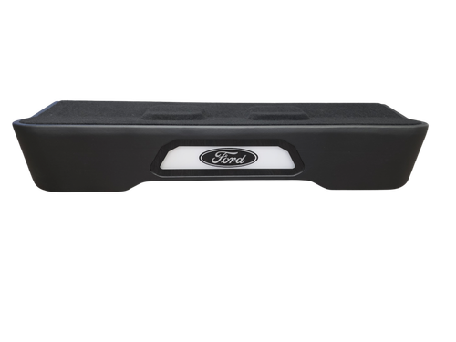 BASS-MAXX LEVEL 4 PRO SERIES FORD 150 2009-2024, SUPER DUTY 2017-2024 TRUCK CREW CAB - ROUNDED CORNERS, VINYL WRAPPED WITH DURABLE CARPET TOP AND BOTTOM, ACRYLIC INSERTS, CHASING LED LIGHTING BUILT IN - VENTED - BLACK VINYL