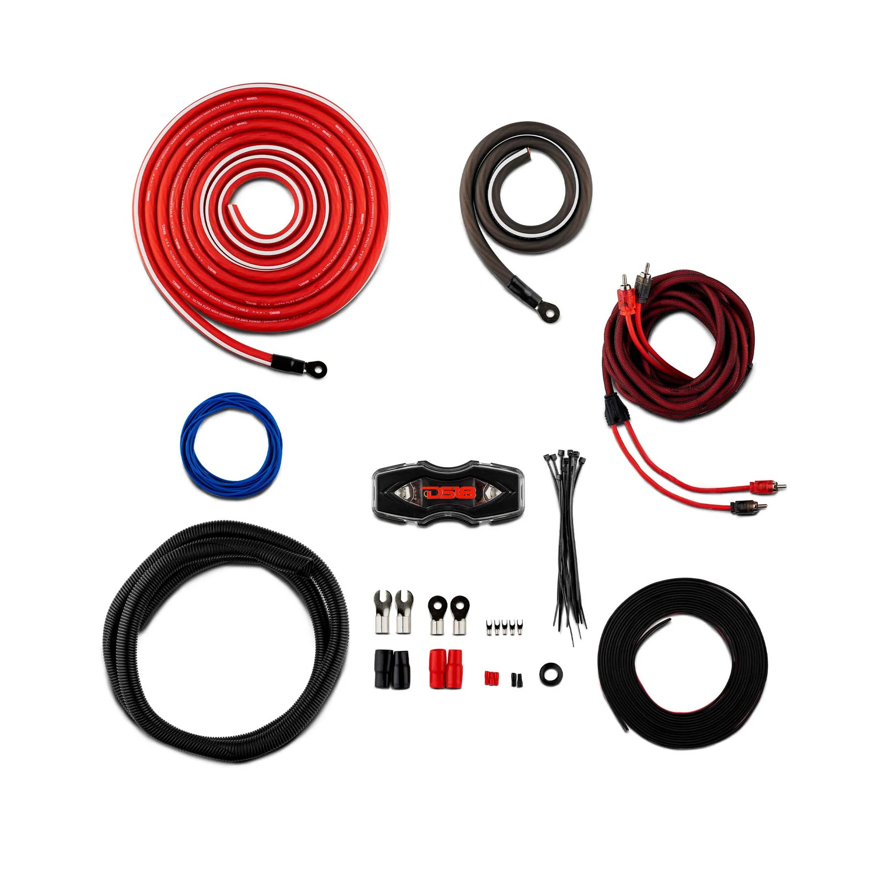 DS18 SOUND 0GA HIGH POWER COMPLETE AMP INSTALLATION KIT W/ SUPER FLEX WIRE