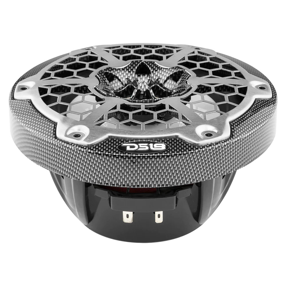 DS18 HYDRO MARINE / ATV / UTV COAXIAL 6' CARBON FIBER FINISH SPEAKERS W/ BUILT IN RGB LED LIGHTING