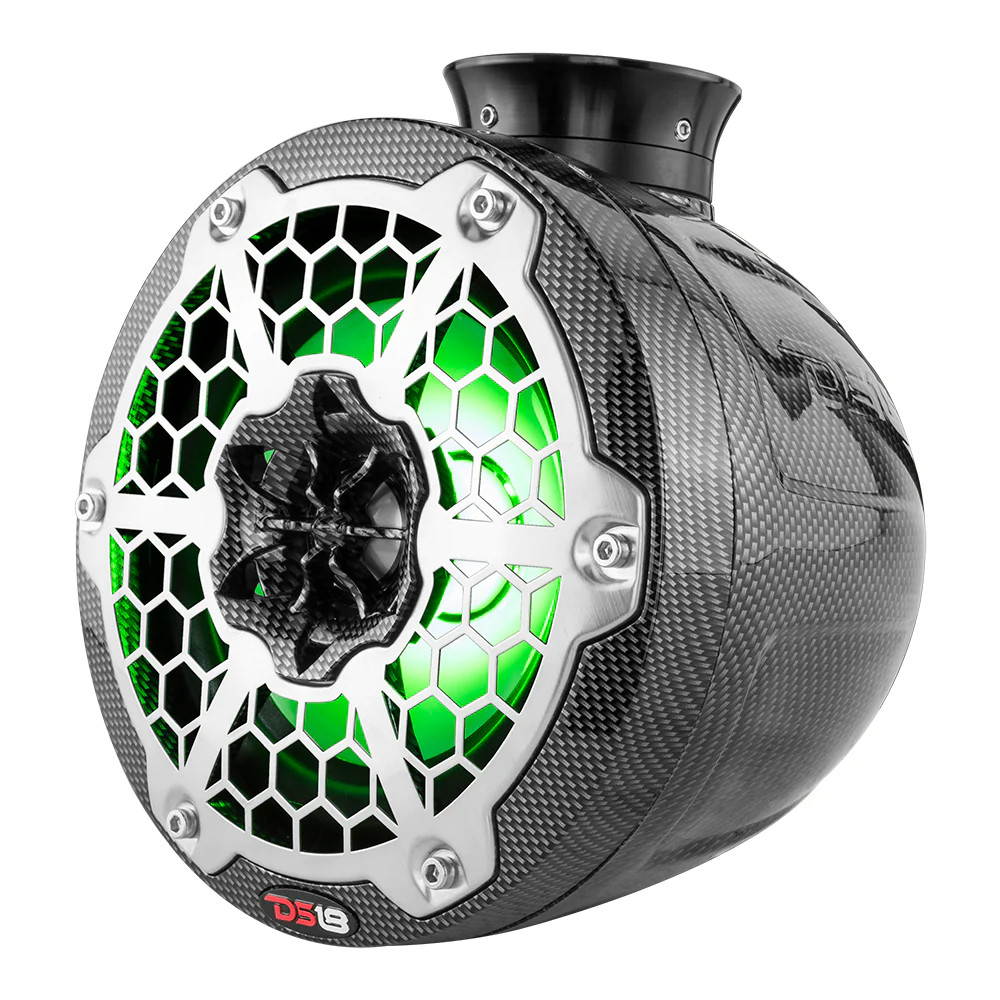 DS18 HYDRO 6" ULTRA SLIM WAKEBOARD TOWER SPEAKER WITH INTEGRATED RGB LED LIGHTS 375W PAIR - CARBON FIBER