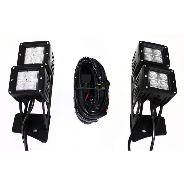 RACESPORT DUAL CUBE SPOT LIGHTS WITH WINDOW PILLAR BRACKET FOR JEEP JK WRANGLER