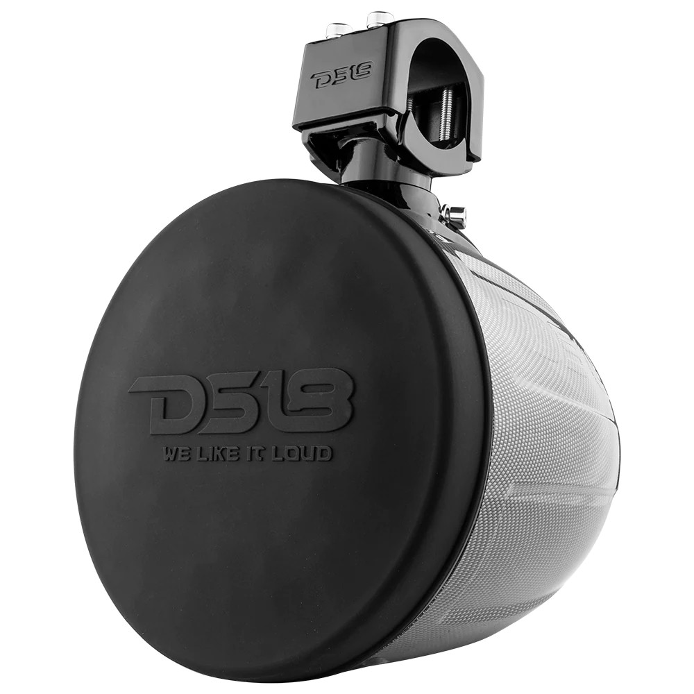 DS18 HYDRO 8" MARINE TOWERS PRO HYBRID TWO WAY MIDRANGE SPEAKERS WITH CS8 COVERS - CARBON FIBER