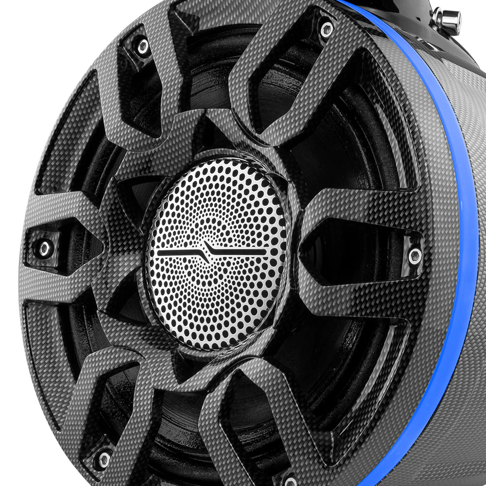 DS18 HYDRO 8" MARINE TOWERS PRO HYBRID TWO WAY MIDRANGE SPEAKERS WITH CS8 COVERS - CARBON FIBER