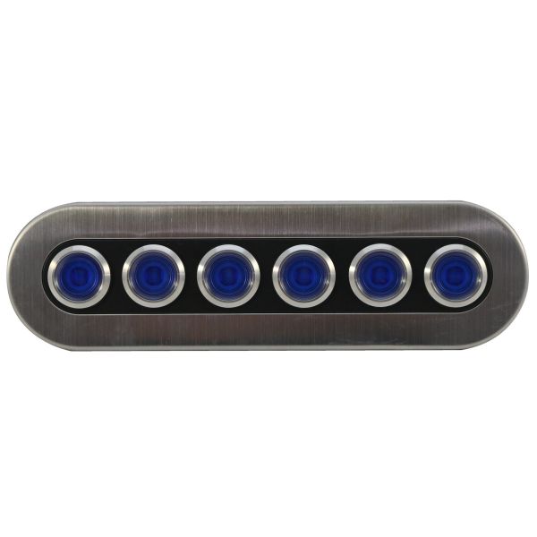 RACESPORT 6-Button 60-Amp On-Off Waterproof Stainless Steel Switch Panel with Pre-Wired and Fused Blue LED On-Off Switches