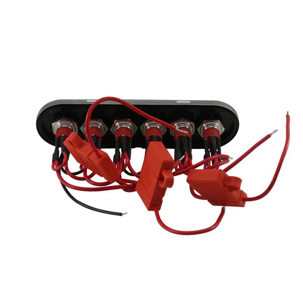 RACESPORT 6-Button 60-Amp On-Off Waterproof Stainless Steel Switch Panel with Pre-Wired and Fused Blue LED On-Off Switches