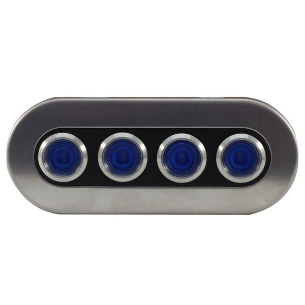 RACESPORT 4-Button 40-Amp Waterproof Stainless Steel Switch Panel with Pre-Wired and Fused Blue LED On-Off Switches