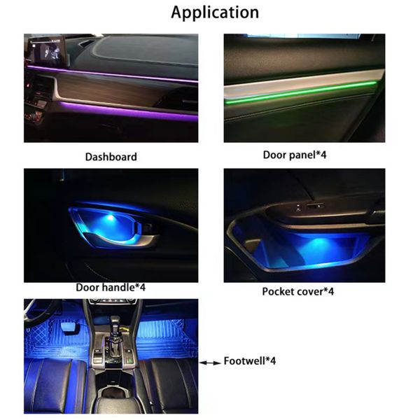 RACESPORT LED Interior Ambient 18-Piece RGBW Multicolor Ultra-Flow Series ColorSmart Vehicle Complete Kit