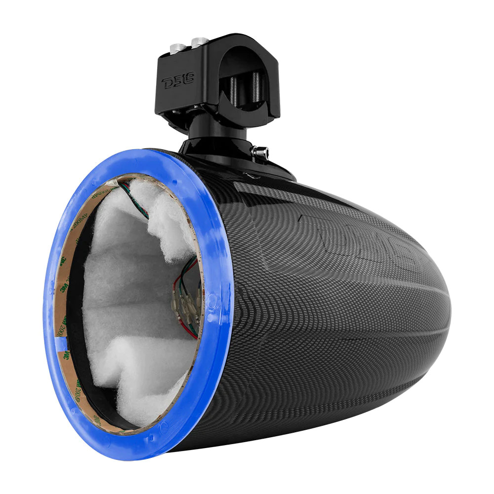 DS18 HYDRO 8" MARINE TOWER WITH INTEGRATED RGB LED LIGHTS - NO SPEAKERS - BLACK CARBON FIBER - EACH