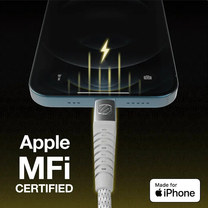 SCOSCHE Strikeline USB-C to Lightning Heavy Duty 4ft Cable (White)