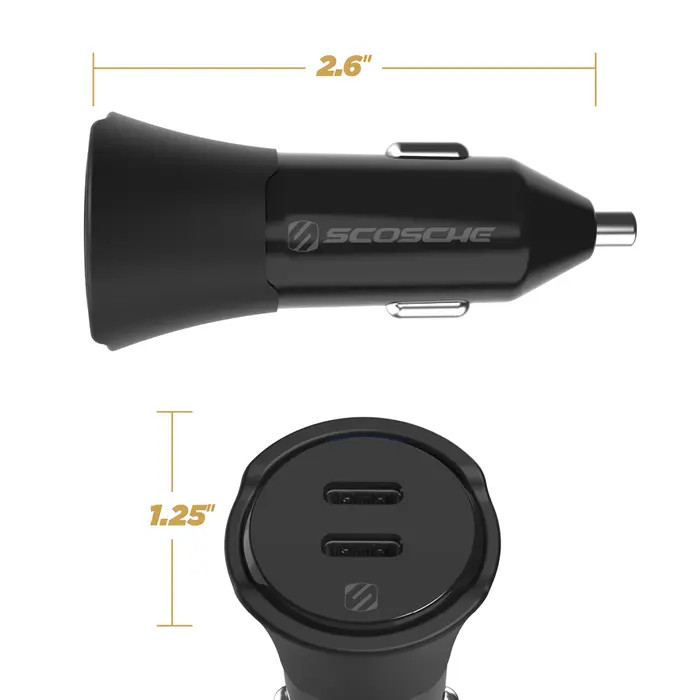 SCOSCHE USB-C 2 PORT CAR CHARGER 40W
