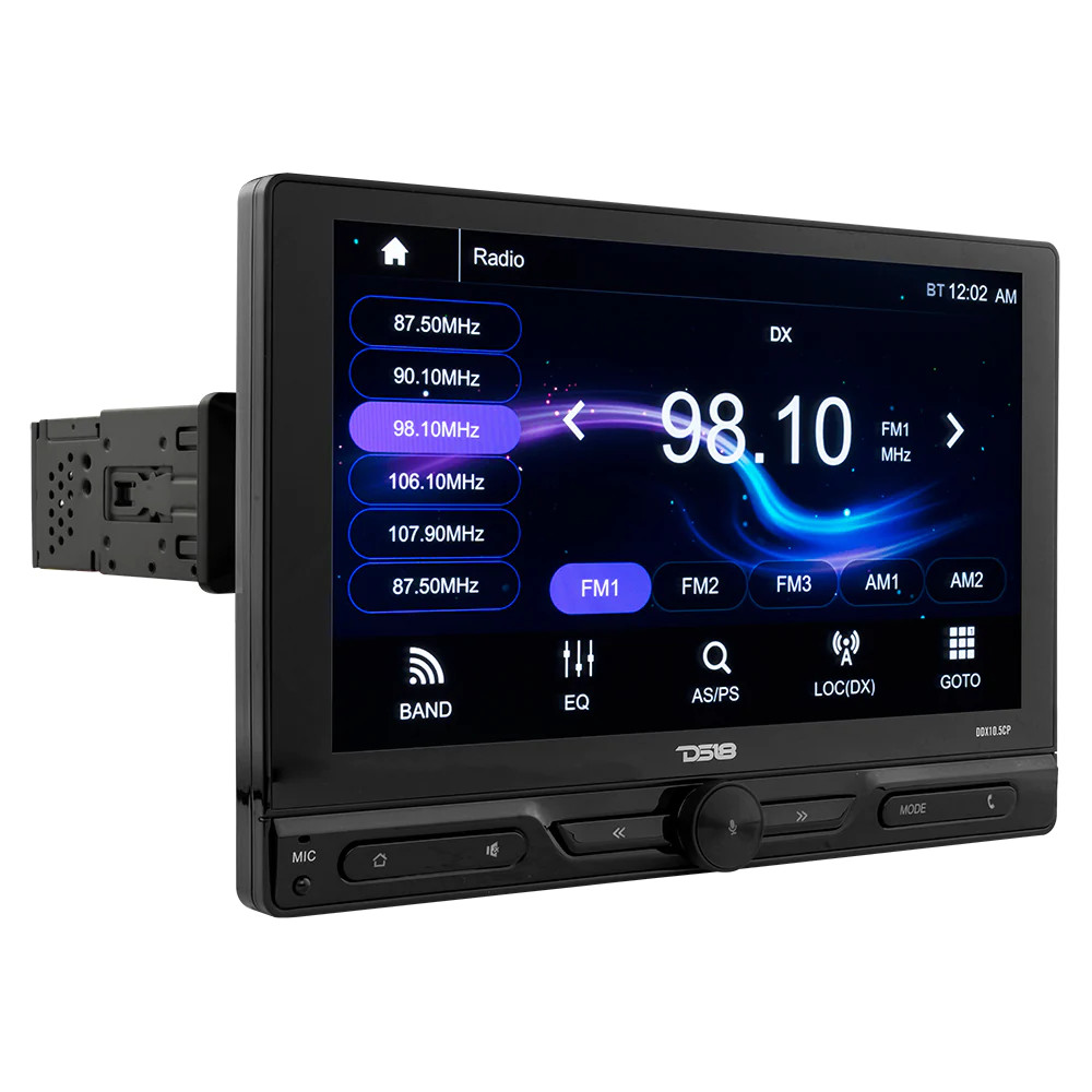 DS18 10.5" TOUCHSCREEN MECHLESS DOUBLE DIN RECEIVER WITH APPLE CARPLAY, BLUETOOTH & MIRROR LINK