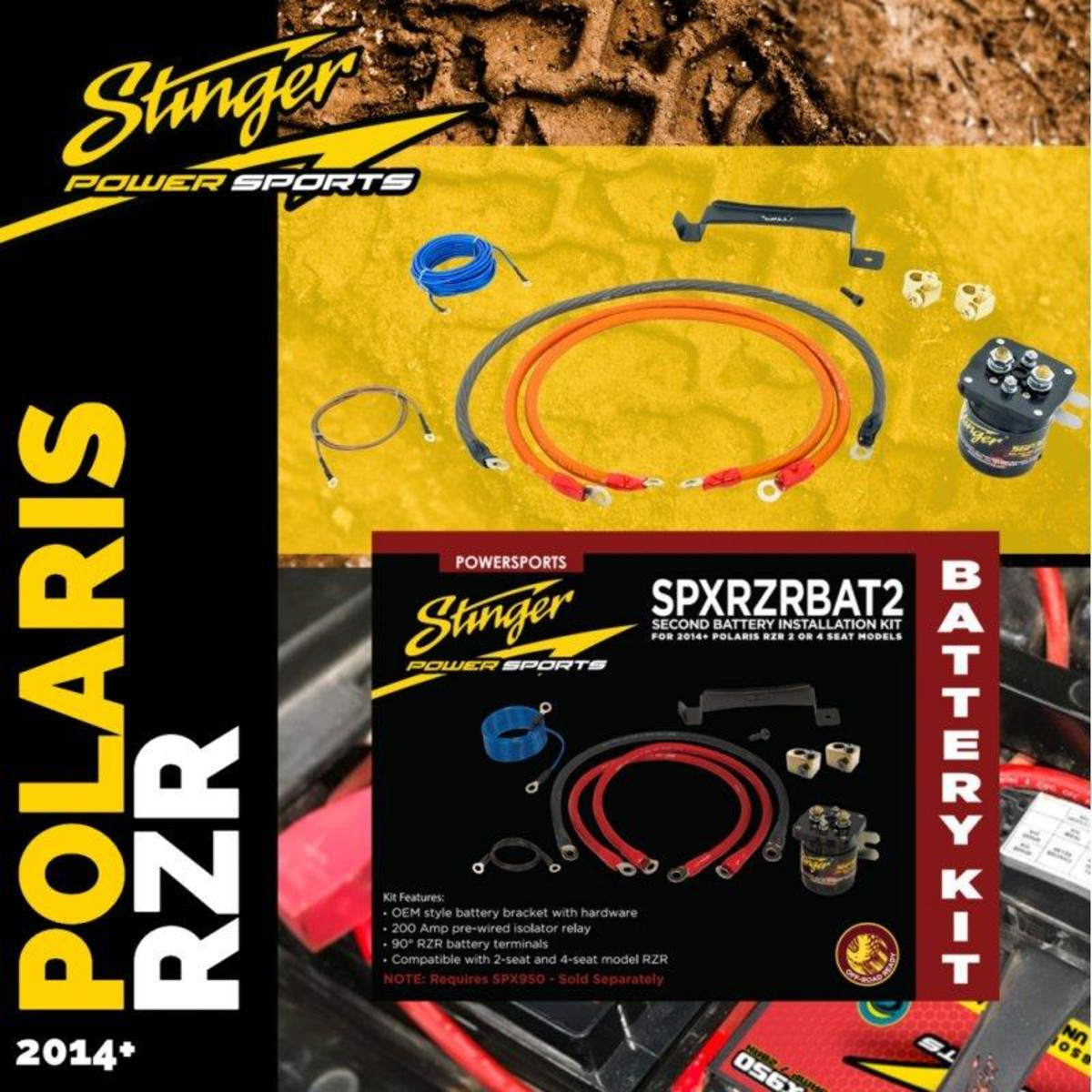 SECOND BATTERY INSTALLATION KIT FOR 2014+ POLARIS RZR