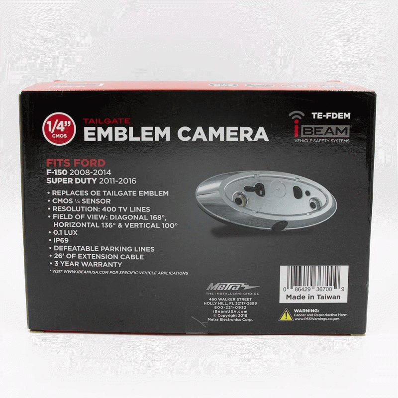 IBEAM FORD SUPER DUTY 11-16 EMBLEM BACK UP CAMERA