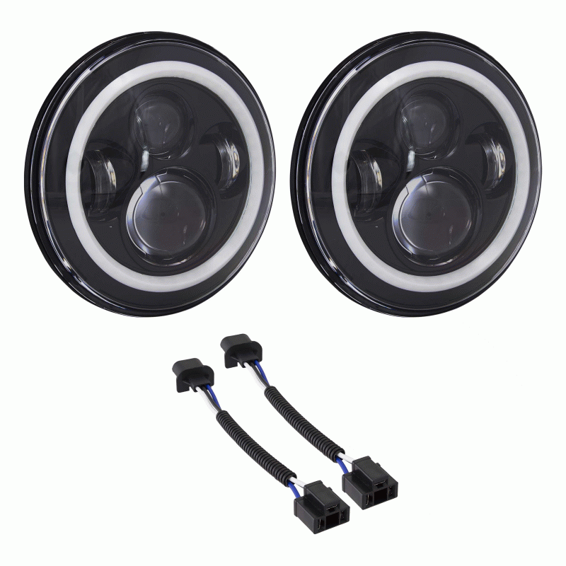 HEISE 7' ROUND LED HEADLIGHT SYSTEM WITH RGB HALO
