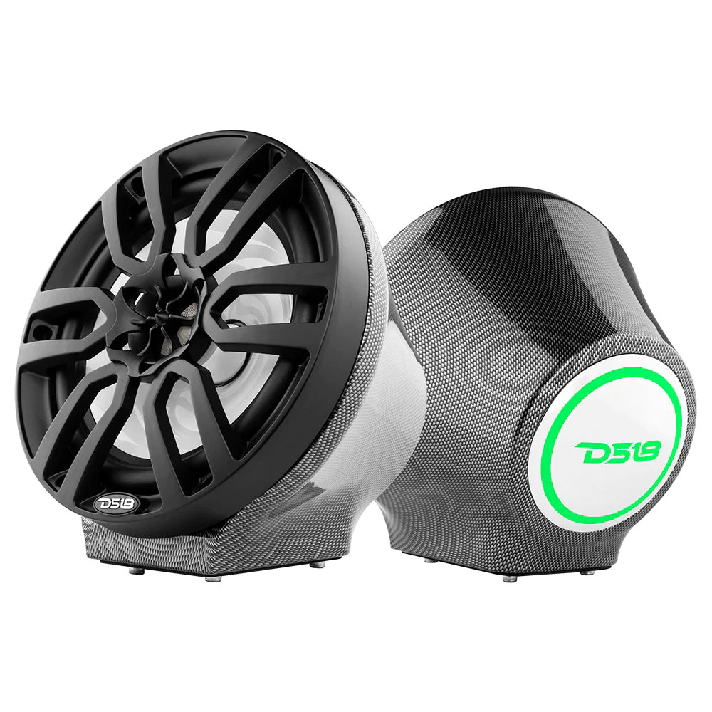 DS18 HYDRO FLAT MOUNT UNIVERSAL POD FOR 8" SPEAKERS , BUILT IN RGB LED - CARBON FIBER PAIR
