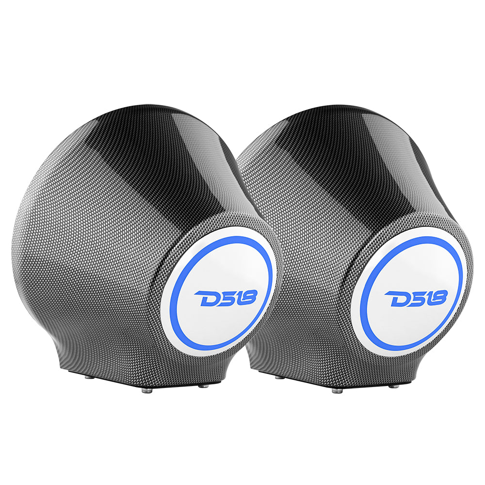 DS18 HYDRO FLAT MOUNT UNIVERSAL POD FOR 8" SPEAKERS , BUILT IN RGB LED - CARBON FIBER PAIR