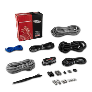 DS18 SOUND 4GA HIGH POWER COMPLETE AMP INSTALLATION KIT W/ SUPER FLEX WIRE SILVER EDITION