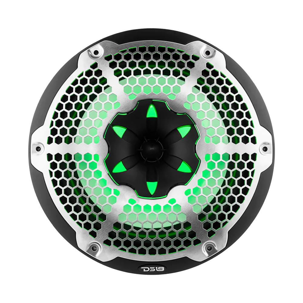 DS18 HYDRO 10" 2-Way Marine Speakers with Bullet Tweeter And Integrated RGB LED Lights  Black