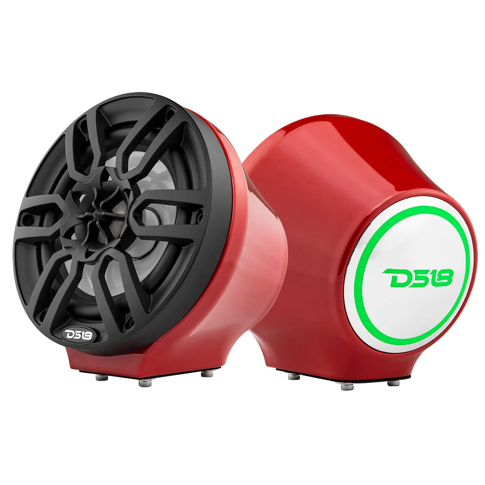 DS18 HYDRO FLAT MOUNT UNIVERSAL POD FOR 6.5" SPEAKERS , BUILT IN RGB LED - RED PAIR