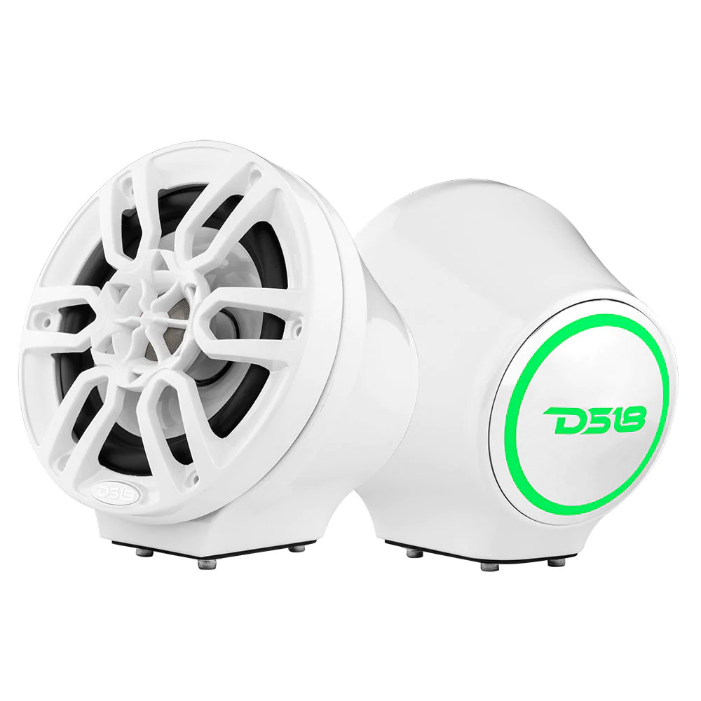 DS18 HYDRO FLAT MOUNT UNIVERSAL POD FOR 6.5" SPEAKERS , BUILT IN RGB LED - WHITE PAIR