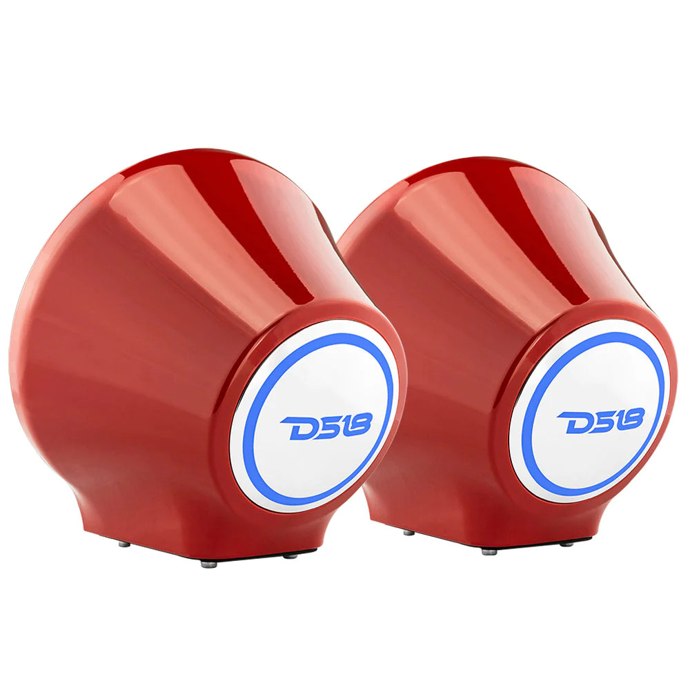 DS18 HYDRO FLAT MOUNT UNIVERSAL POD FOR 8" SPEAKERS , BUILT IN RGB LED - RED PAIR