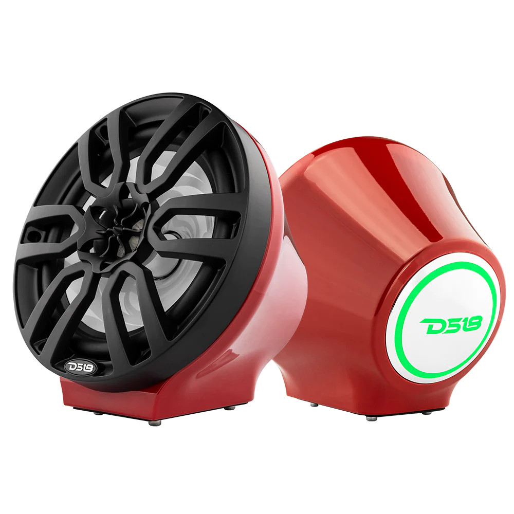 DS18 HYDRO FLAT MOUNT UNIVERSAL POD FOR 8" SPEAKERS , BUILT IN RGB LED - RED PAIR