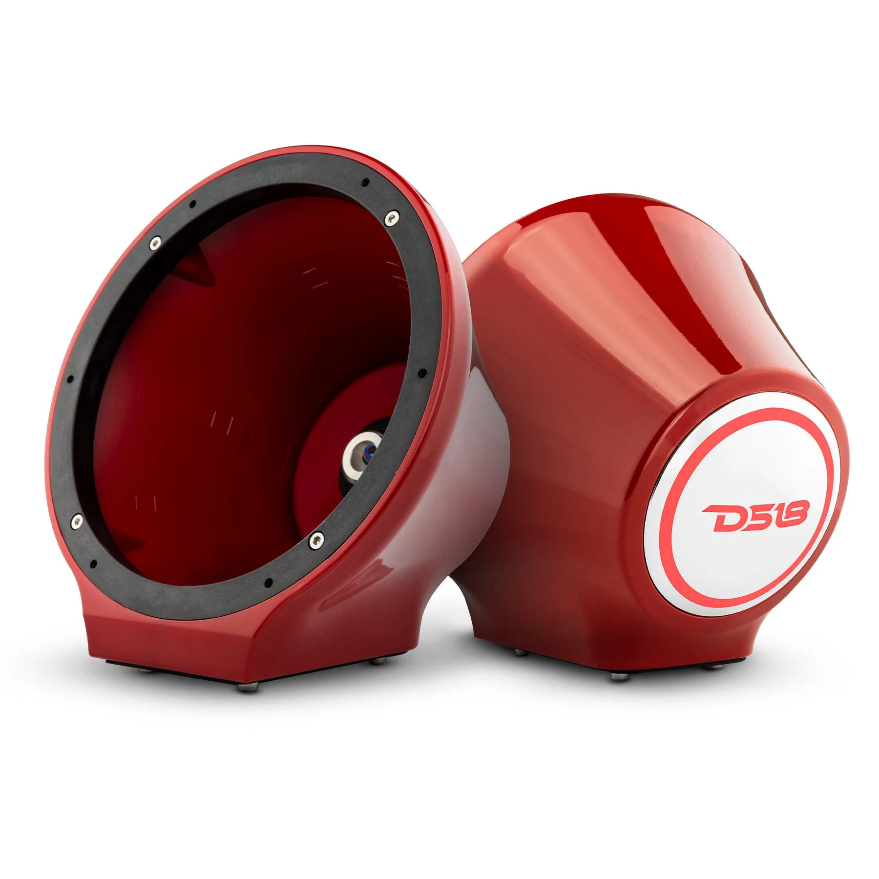 DS18 HYDRO FLAT MOUNT UNIVERSAL POD FOR 8" SPEAKERS , BUILT IN RGB LED - RED PAIR