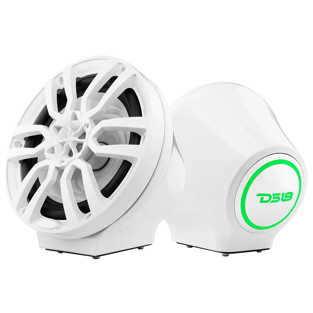 DS18 HYDRO FLAT MOUNT UNIVERSAL POD FOR 8" SPEAKERS , BUILT IN RGB LED - WHITE PAIR