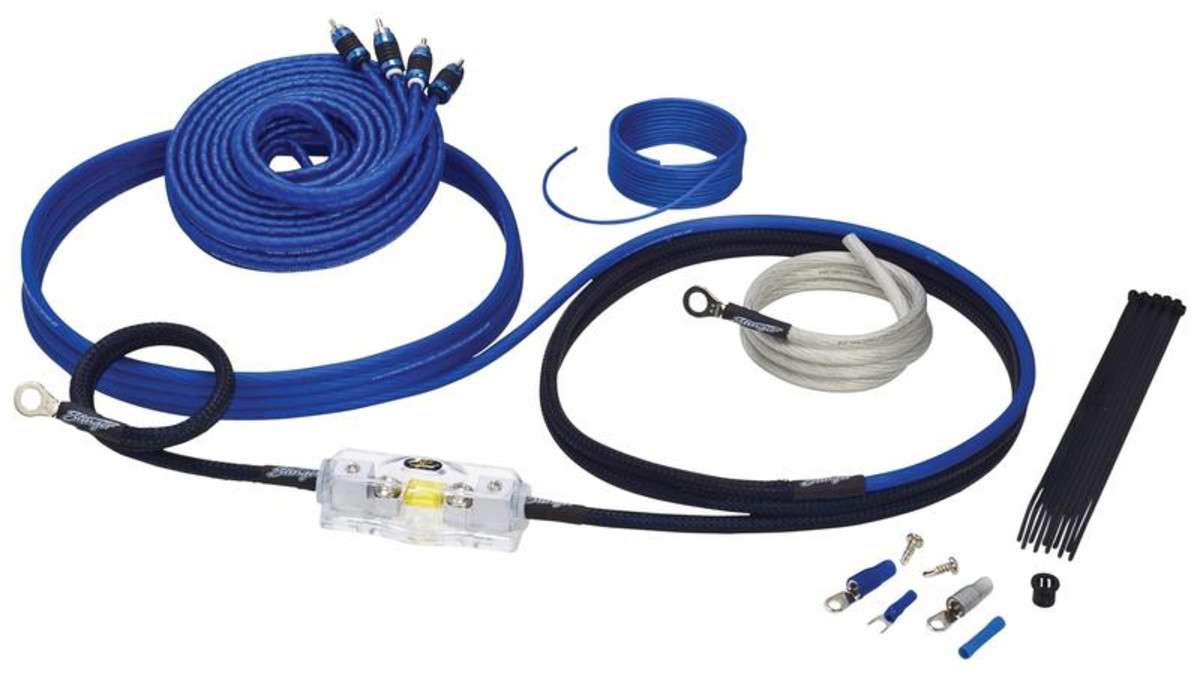 SK6281 6000 SERIES 8 GAUGE POWER WIRING KIT BLUE TRUE-SPEC W/ RCA CABLE