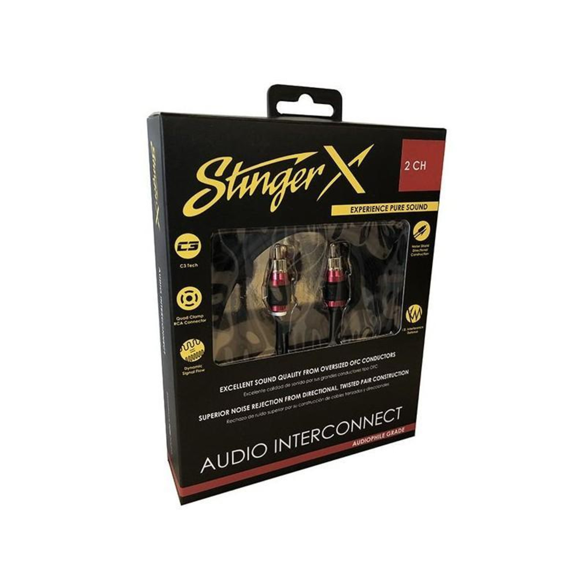 STINGER X1 SERIES 4 CHANNEL 17' PREMIUM DIRECTIONAL OFC COPPER RCA SIGNAL CABLE