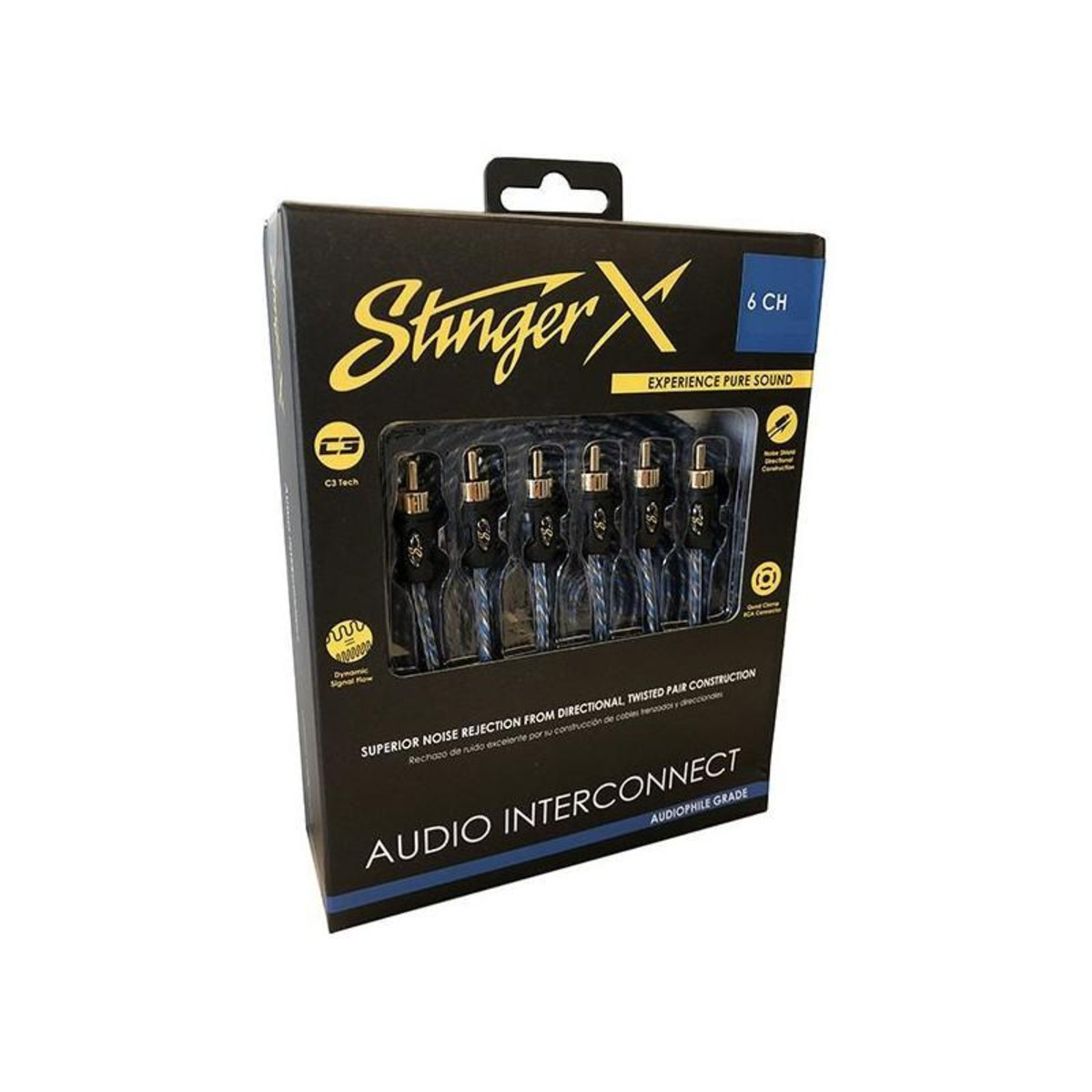 STINGER X1 SERIES 6 CHANNEL 17' PREMIUM DIRECTIONAL OFC COPPER RCA SIGNAL CABLE