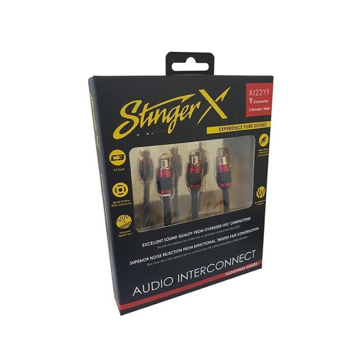STINGER X2 SERIES 2 CHANNEL 1 MALE 2 FEMALE Y PREMIUM DIRECTIONAL OFC COPPER RCA SIGNAL CABLE
