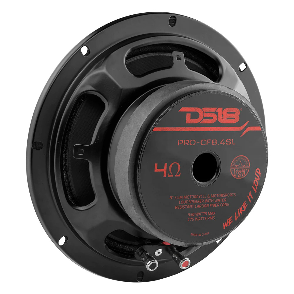 DS18 PRO 8" SHALLOW CARBON FIBER WATER RESISTANT CONE MID-BASS LOUDSPEAKER 275W RMS 4 OHM