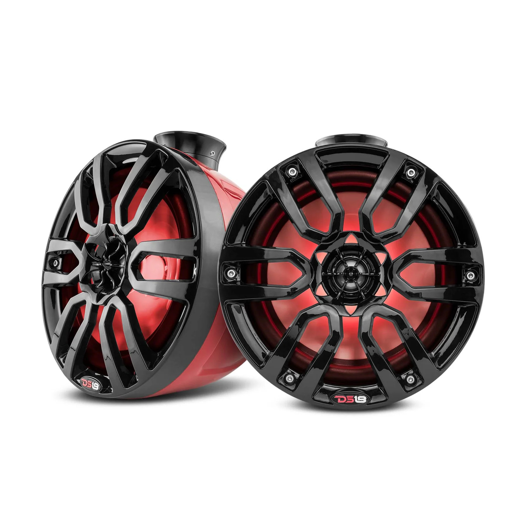 HYDRO 8" ULTRA Slim Wakeboard Pod Tower Speaker with Integrated RGB LED Lights 375 Watts RED Pair